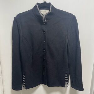 St. John Evening by Marie Gray Black Rhinestone Accents Jacket Size 6